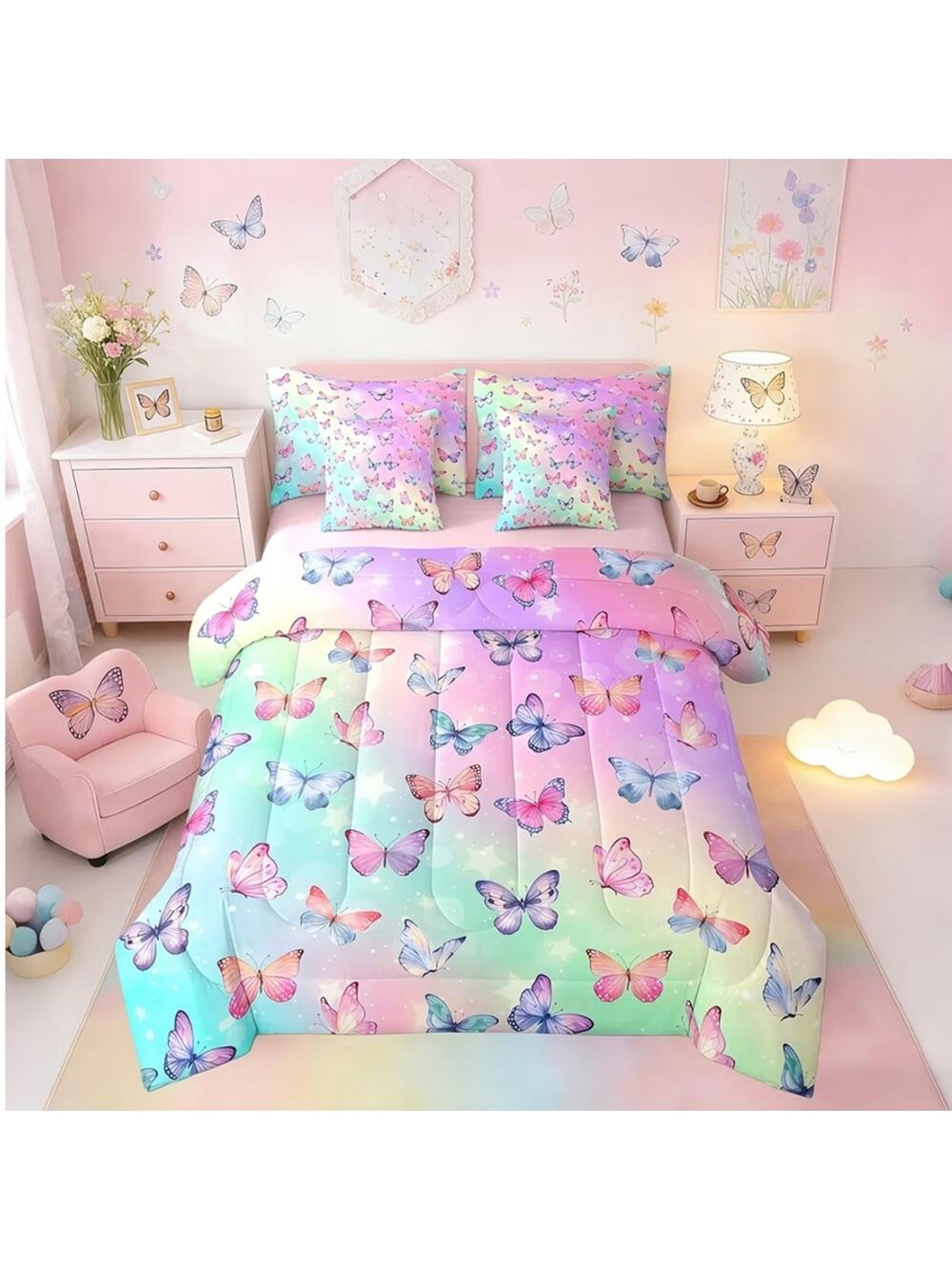 Brand new twin butterfly comforter/sheet set